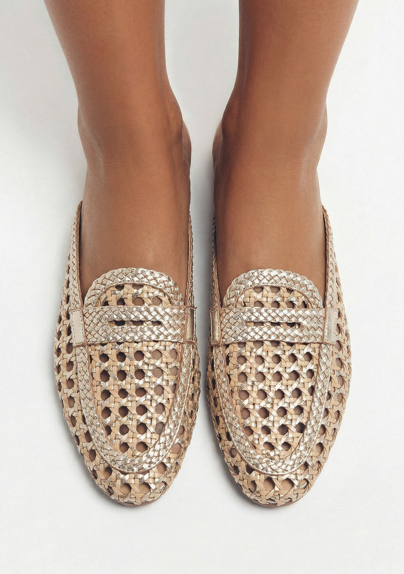 SHINY BRAIDED LEATHER LOAFERS WABASHA