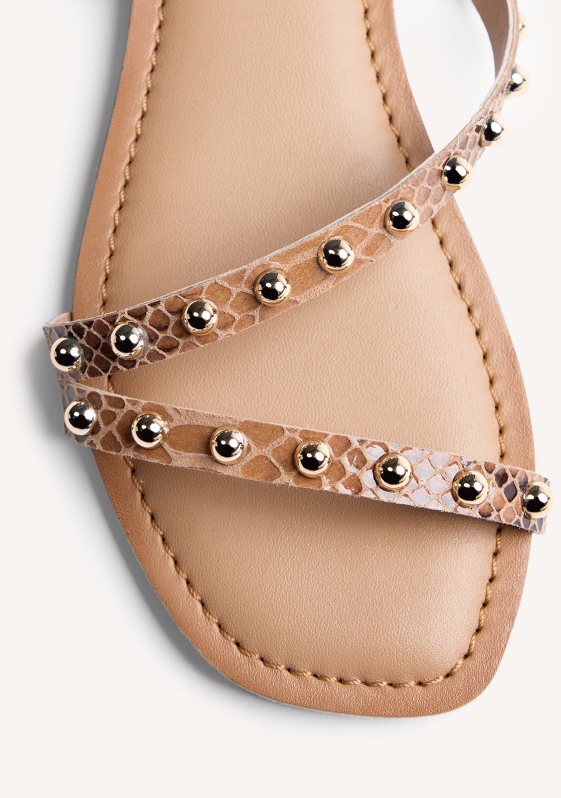 ANIMAL PRINT STUDDED LEATHER SANDALS SUBUKIA