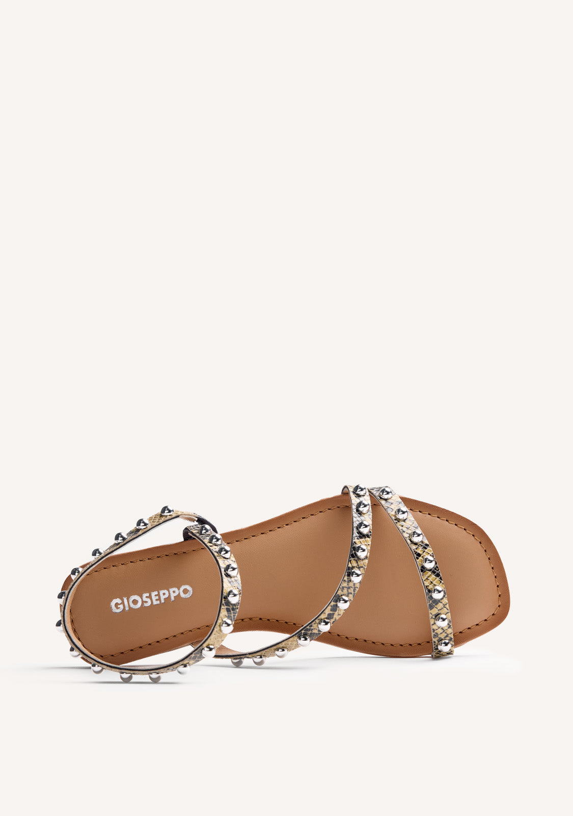 ANIMAL PRINT STUDDED LEATHER SANDALS SUBUKIA