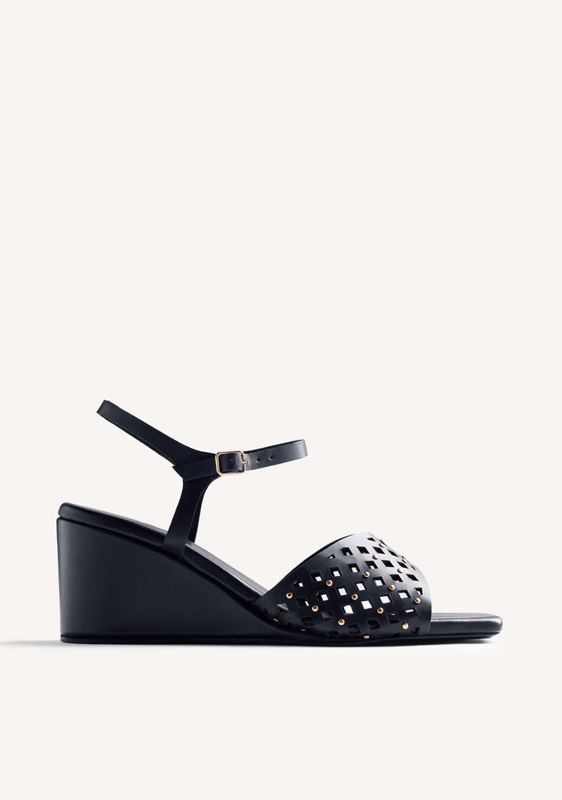 CUT-OUT AND STUDDED LEATHER HEELED SANDALS PESHTIGO