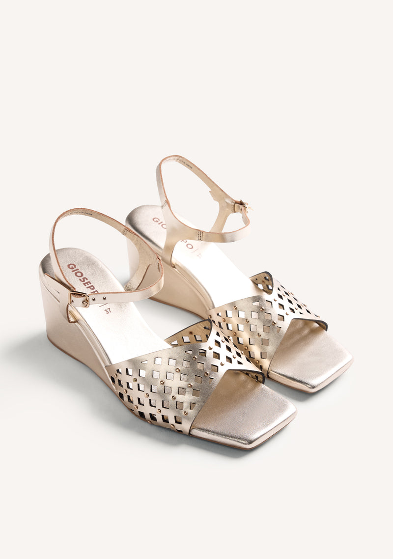 CUT-OUT AND STUDDED LEATHER HEELED SANDALS PESHTIGO