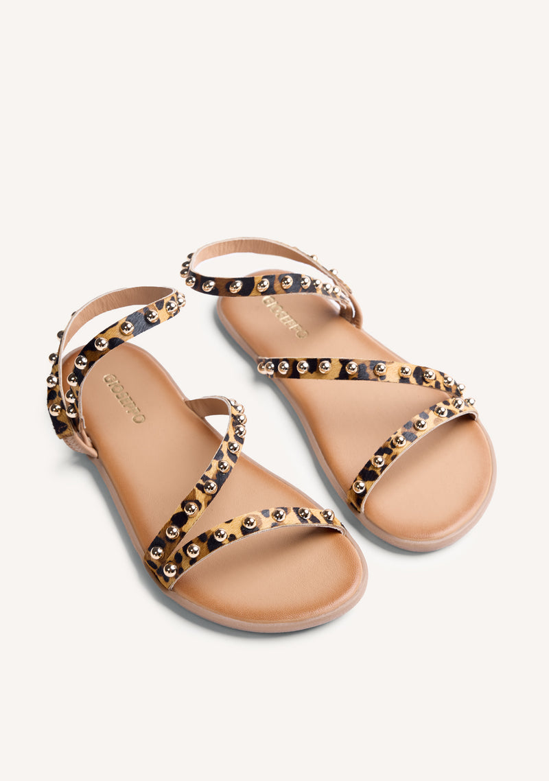 GIOSEPPO BAREFOOT - ANIMAL PRINT LEATHER SANDALS MOYALE
