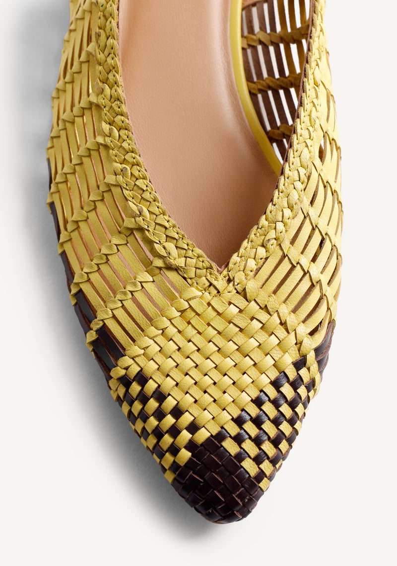 BALLERINES OUVERTES CUIR TRESSÉ MAGARINI