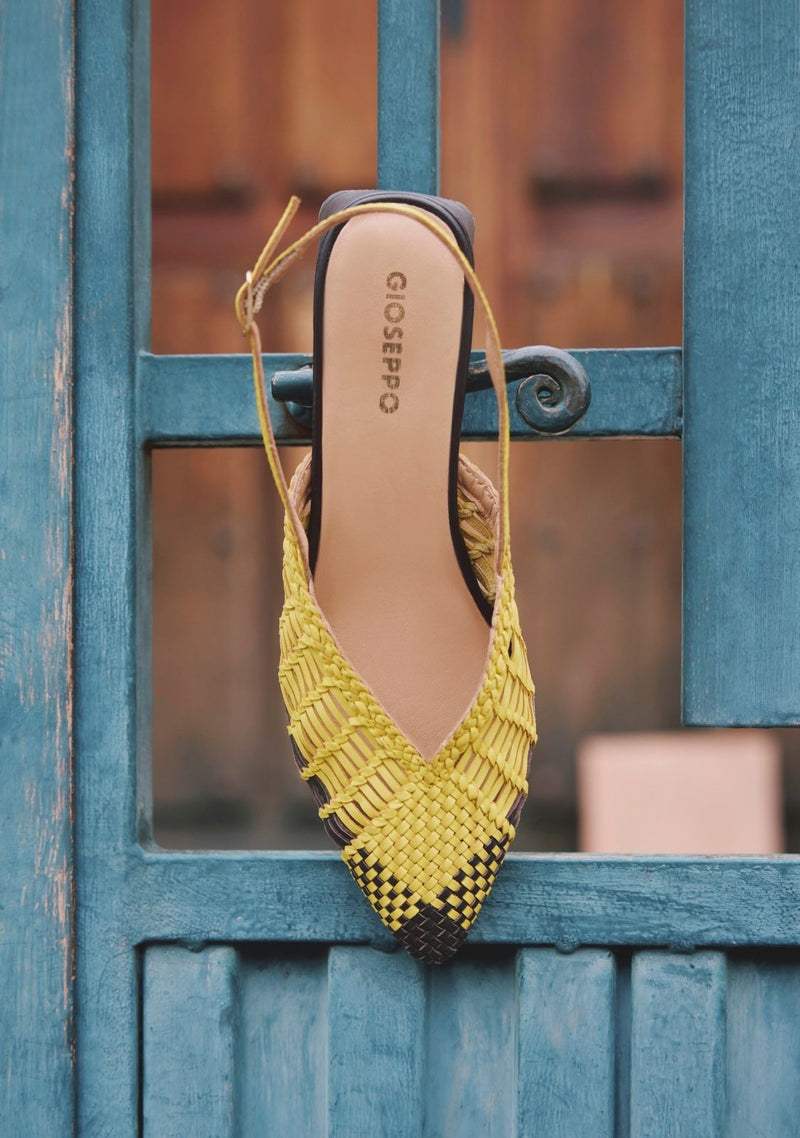 BRAIDED LEATHER SLINGBACK HEELED SHOES KEHANCHA