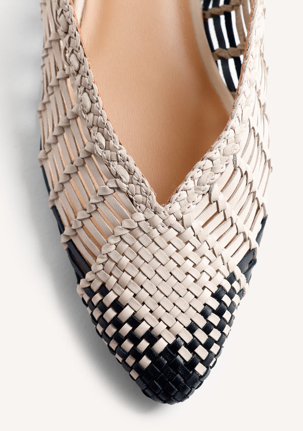 BALLERINE APERTE PELLE INTRECCIATA MAGARINI