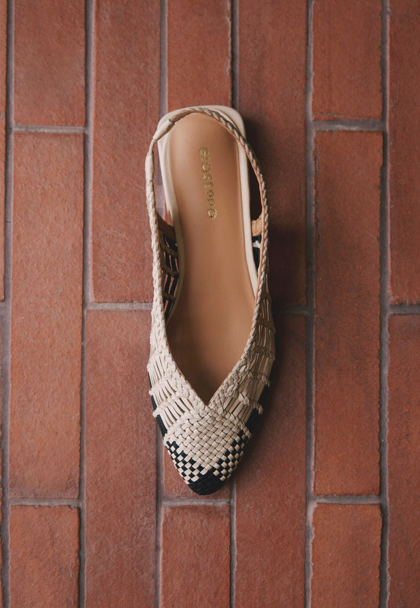 BRAIDED LEATHER SLINGBACK BALLET FLATS MAGARINI