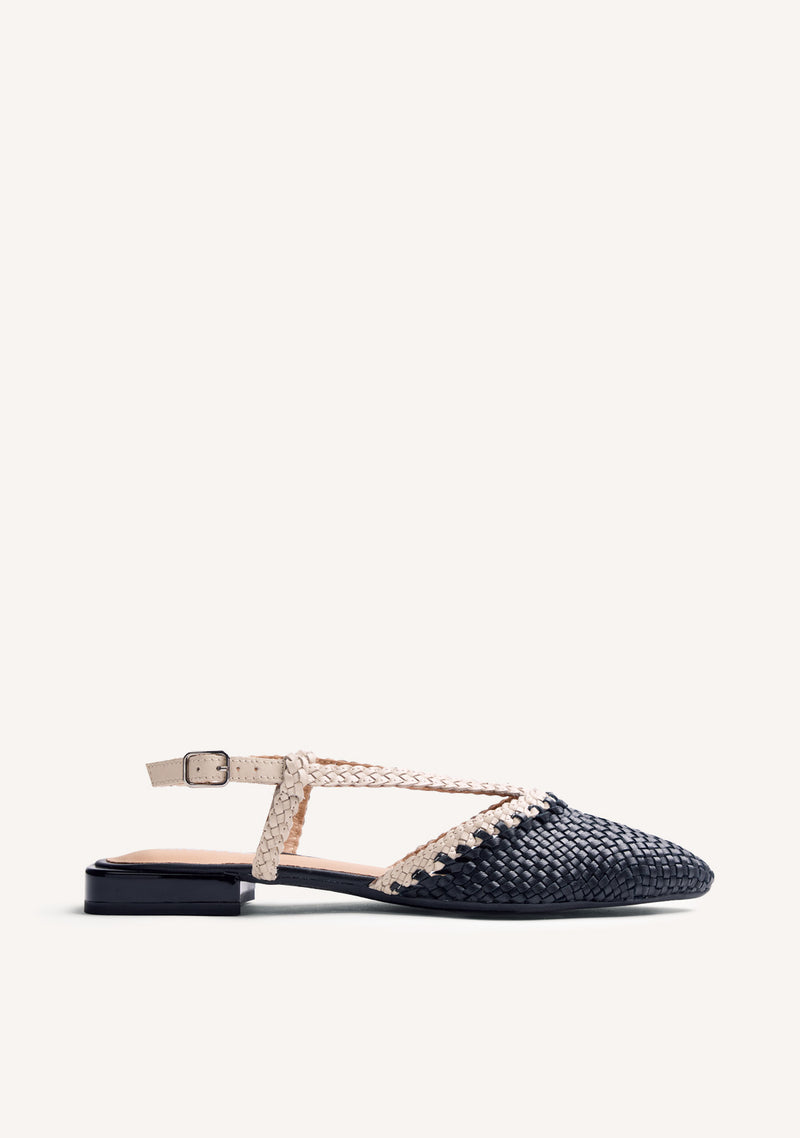 BRAIDED LEATHER SLINGBACK BALLET FLATS KITODI