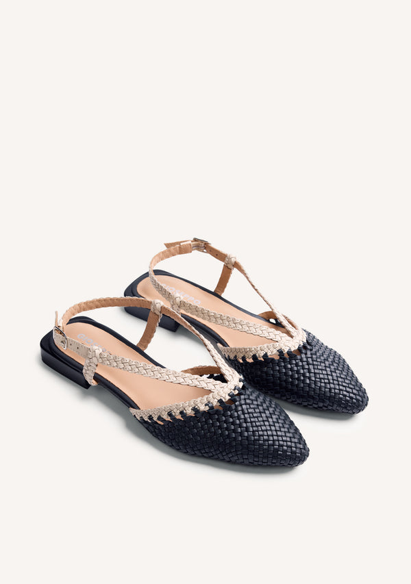 BALLERINE PELLE INTRECCIATA APERTE KITODI