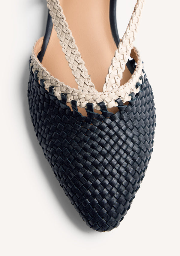 BALLERINE PELLE INTRECCIATA APERTE KITODI