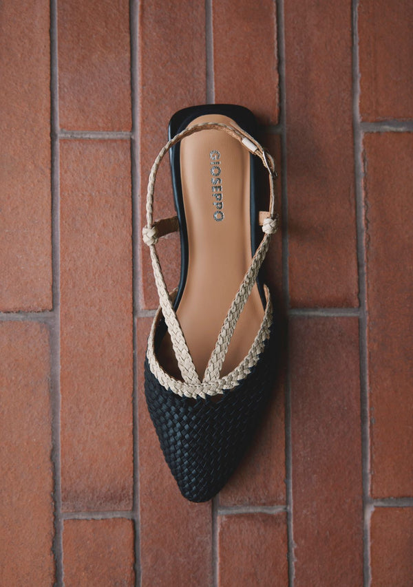 BRAIDED LEATHER SLINGBACK BALLET FLATS KITODI