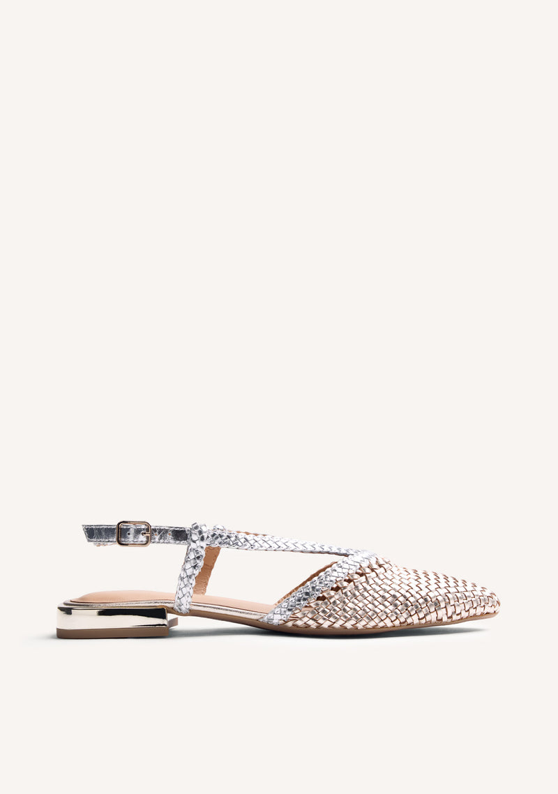 BRAIDED LEATHER SLINGBACK BALLET FLATS KITODI