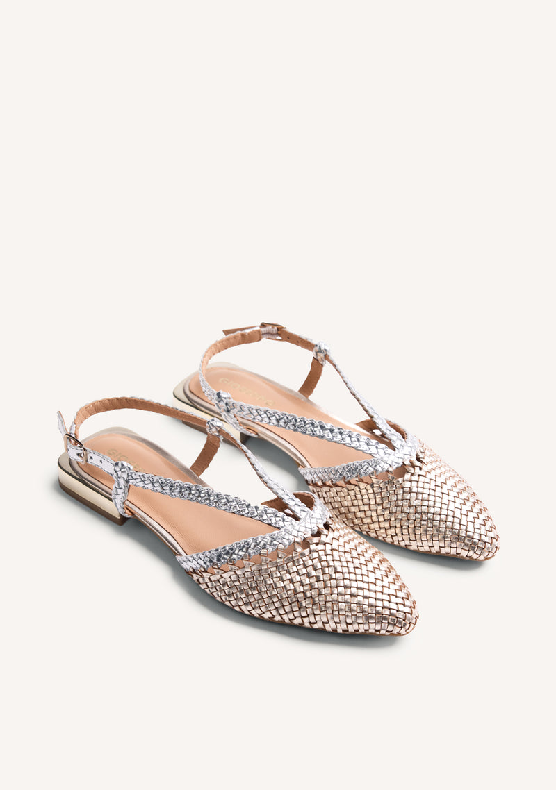 BRAIDED LEATHER SLINGBACK BALLET FLATS KITODI