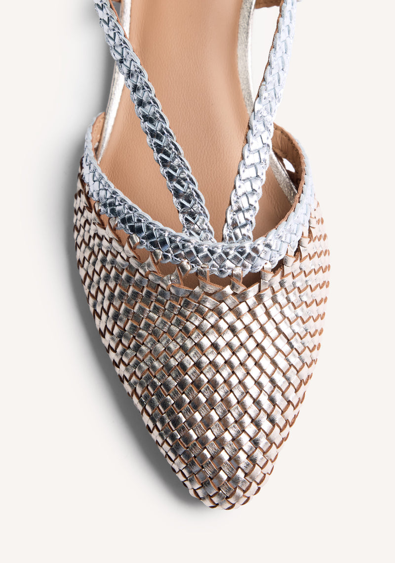 BRAIDED LEATHER SLINGBACK BALLET FLATS KITODI