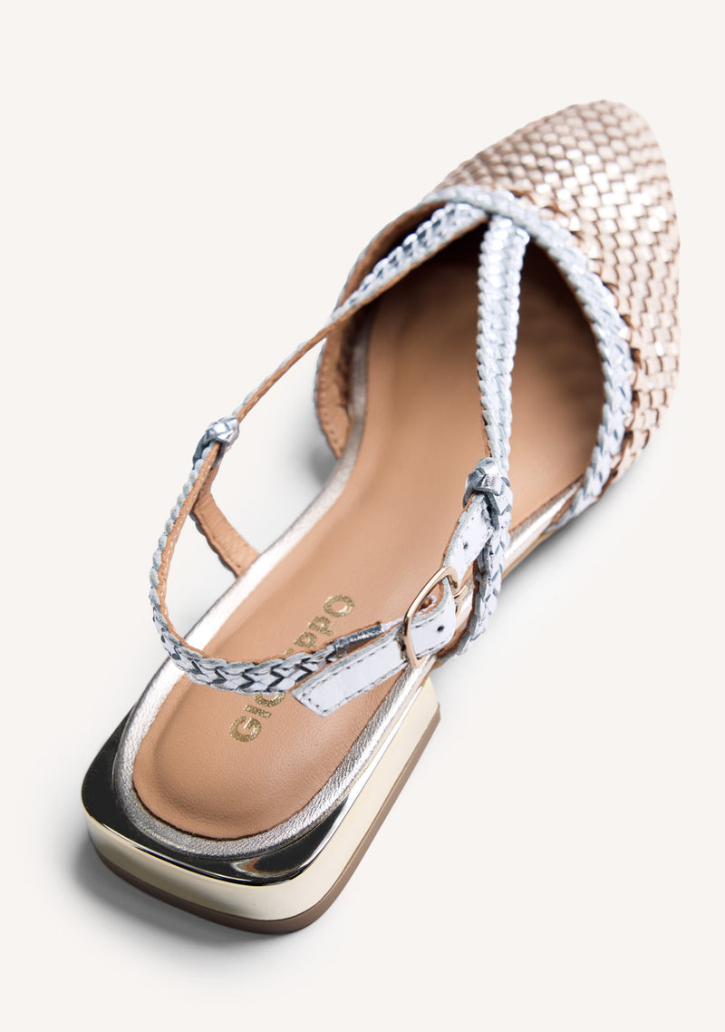 BRAIDED LEATHER SLINGBACK BALLET FLATS KITODI