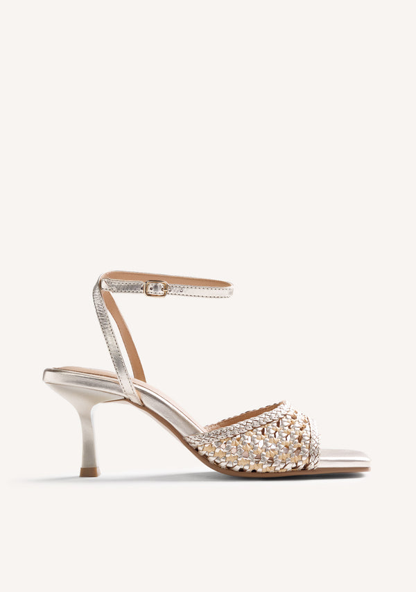 SANDALIAS TACÓN PIEL TRENZADA BRILLO KAJIADO