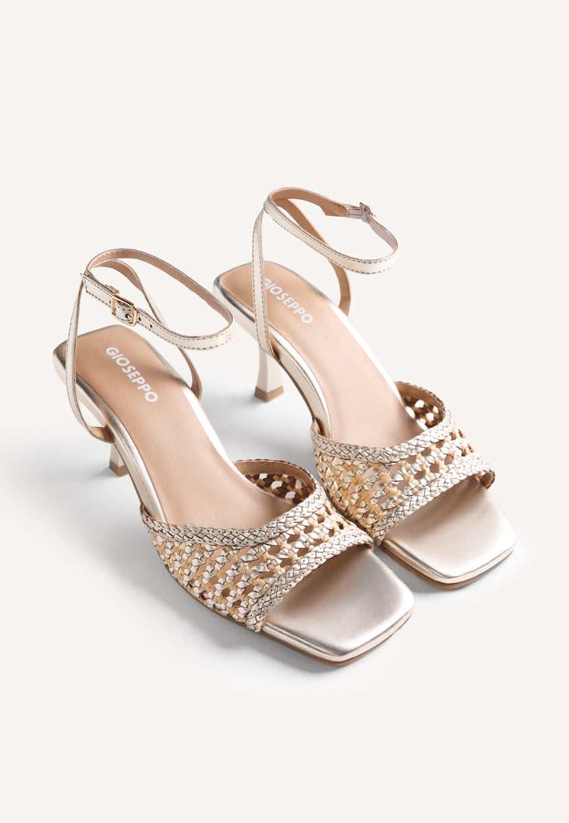 SANDALIAS TACÓN PIEL TRENZADA BRILLO KAJIADO