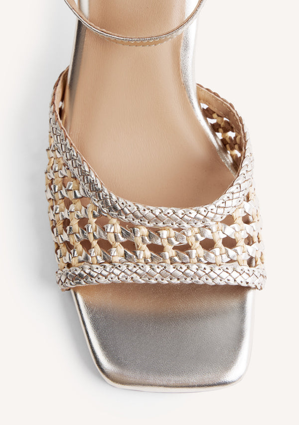 SANDALIAS TACÓN PIEL TRENZADA BRILLO KAJIADO