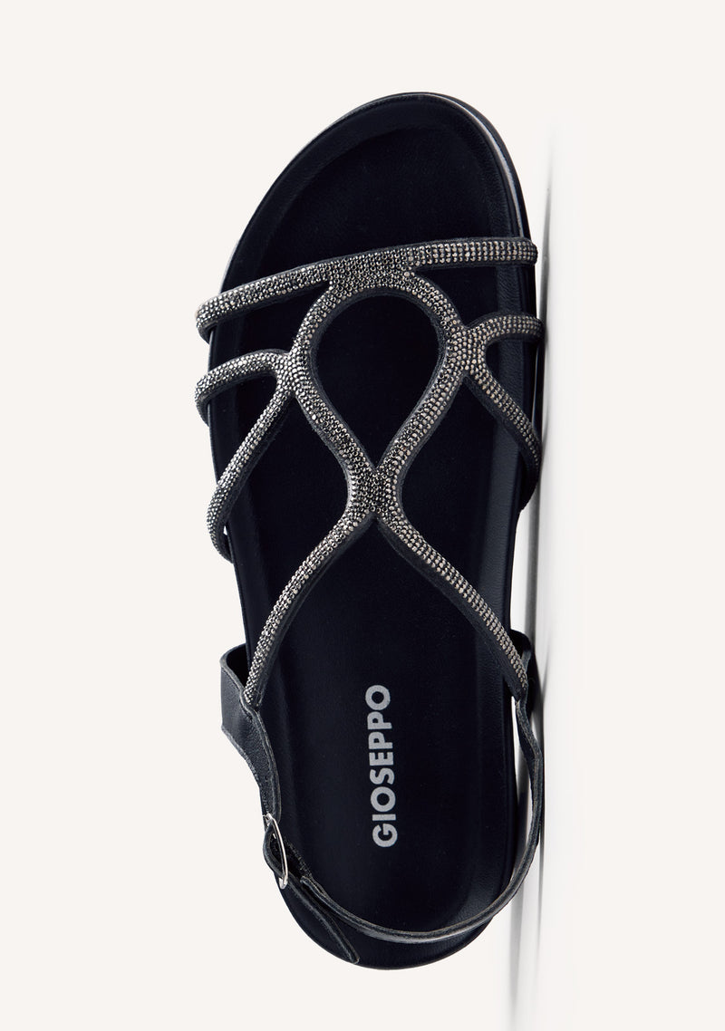 LEATHER RHINESTONE SANDALS EMKOANI