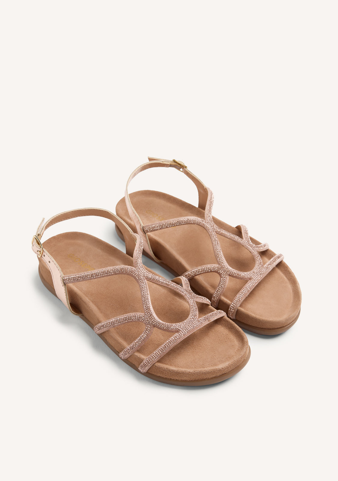 LEATHER RHINESTONE SANDALS EMKOANI