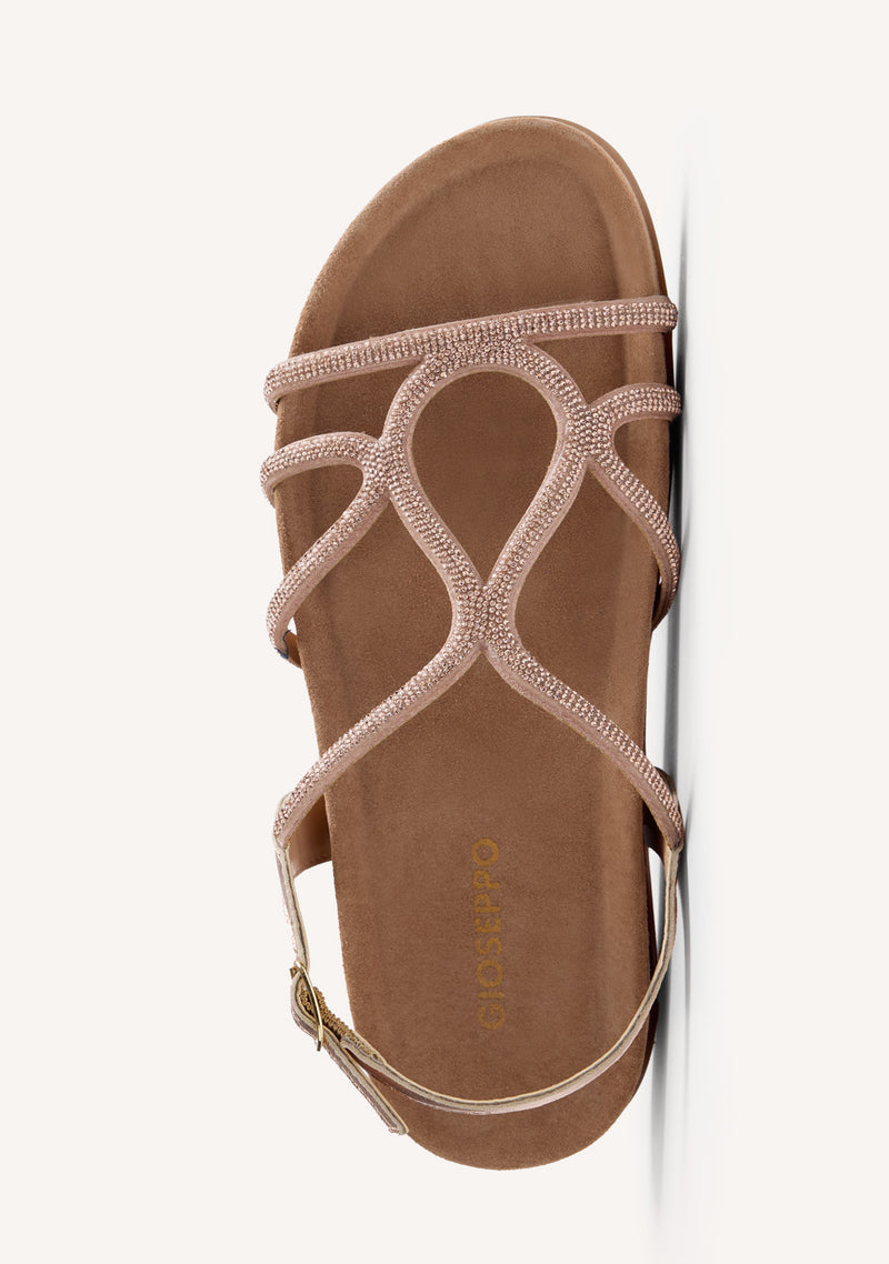 LEATHER RHINESTONE SANDALS EMKOANI