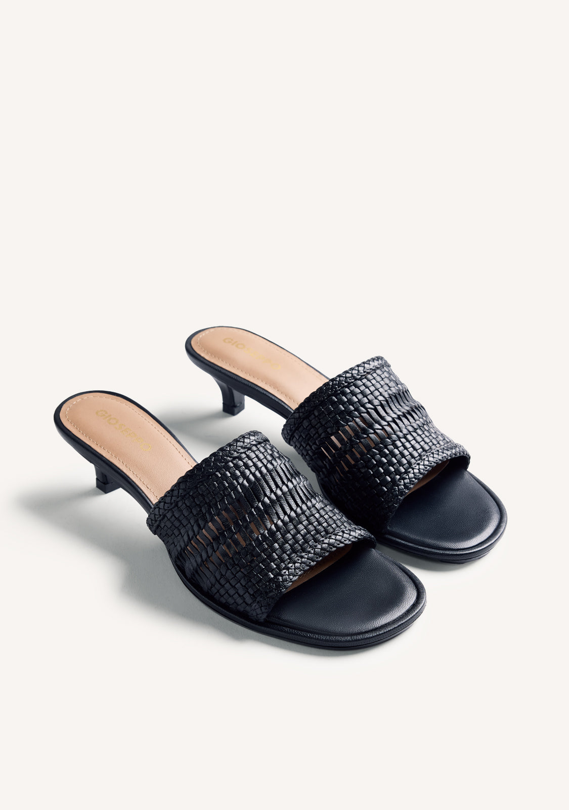 BRAIDED LEATHER HEELED MULE SANDALS BALKAN