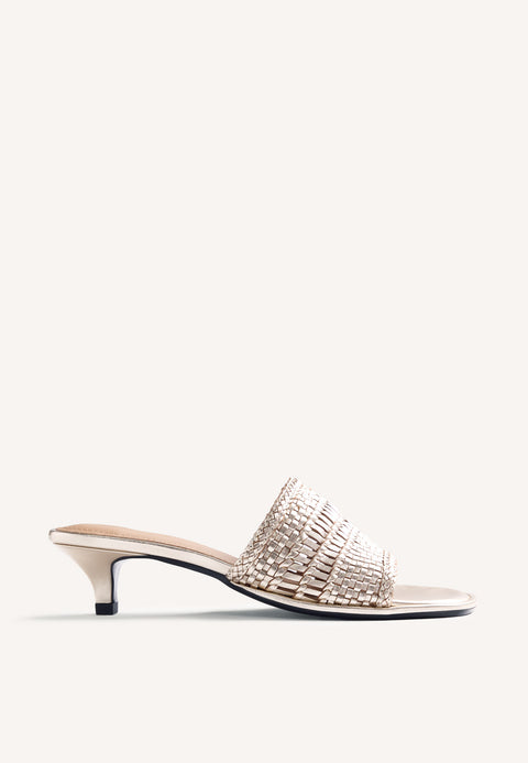 SANDALI TACCO PELLE INTRECCIATA BALKAN