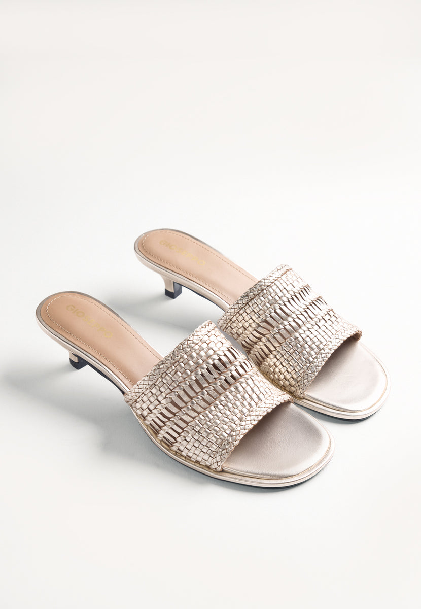 SANDALI TACCO PELLE INTRECCIATA BALKAN