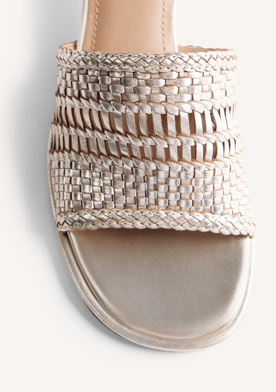 BRAIDED LEATHER HEELED MULE SANDALS BALKAN