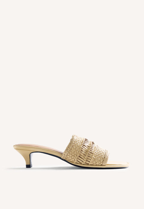 SANDALIAS MULES TACÓN PIEL TRENZADA BALKAN