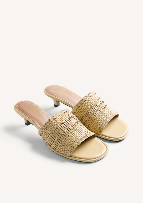 SANDALIAS MULES TACÓN PIEL TRENZADA BALKAN