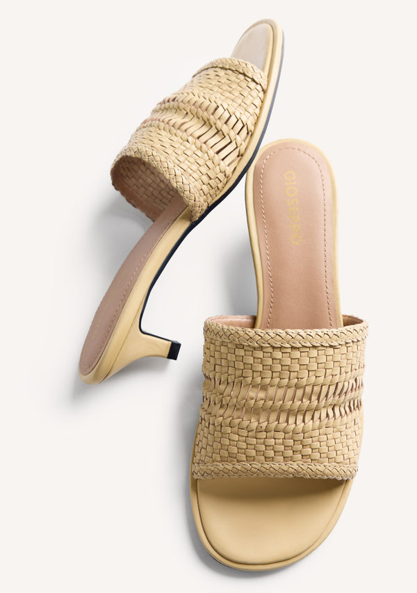 SANDALIAS MULES TACÓN PIEL TRENZADA BALKAN