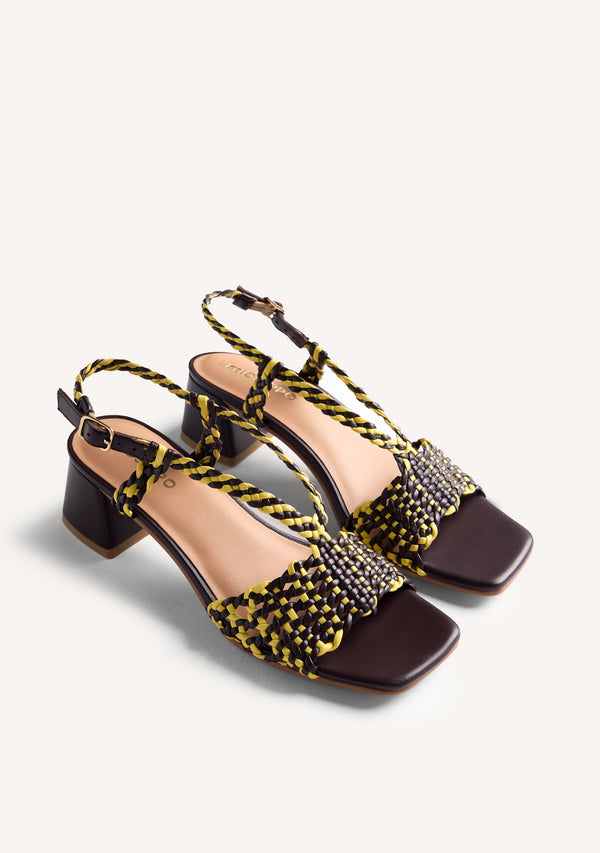 SANDALIAS TACÓN PIEL TRENZADA BORONGAN