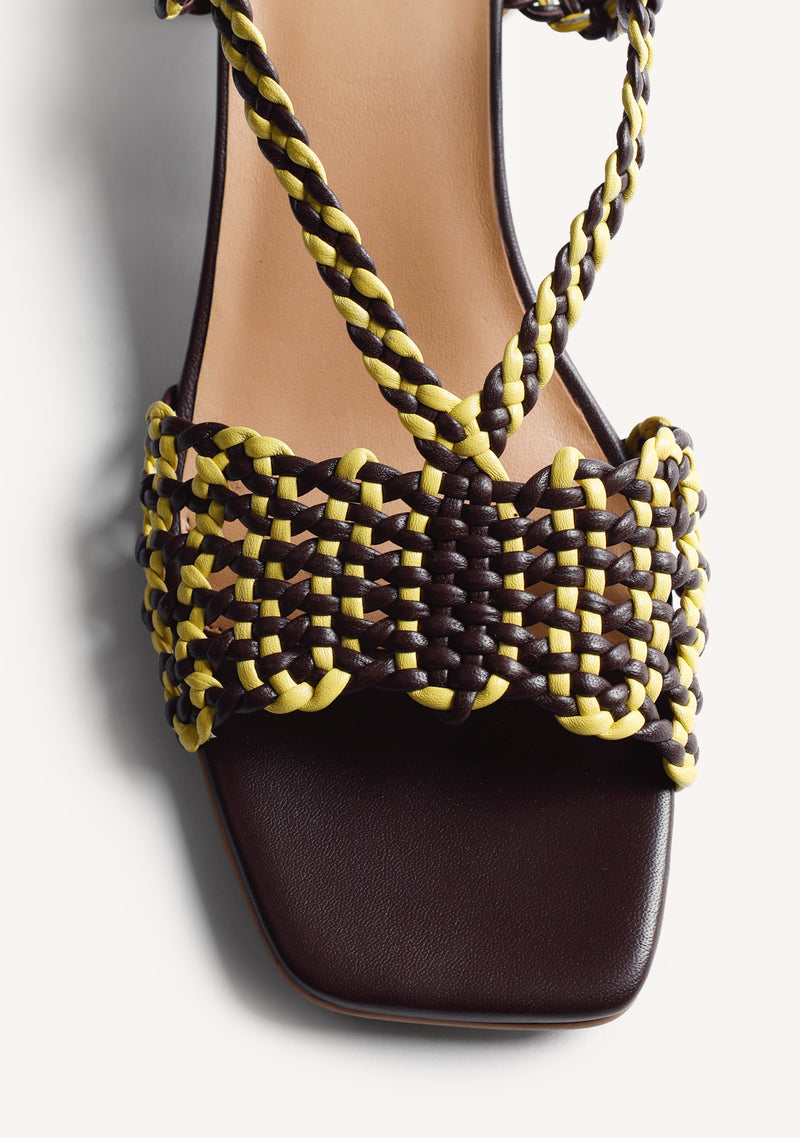 SANDALES TALONS CUIR TRESSÉ BORONGAN