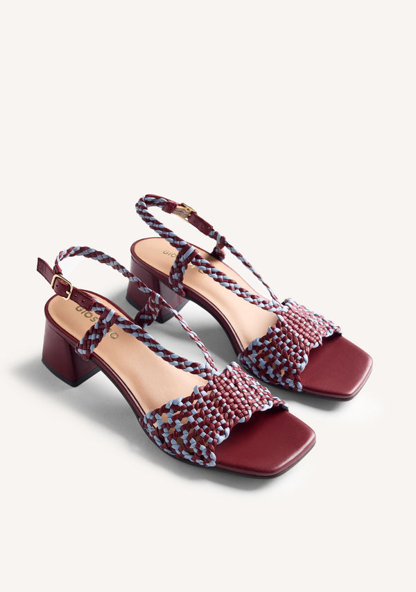 SANDALI TACCO PELLE INTRECCIATA BORONGAN