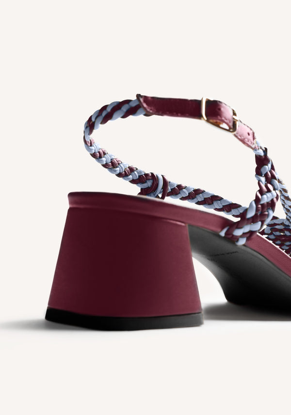 SANDALI TACCO PELLE INTRECCIATA BORONGAN