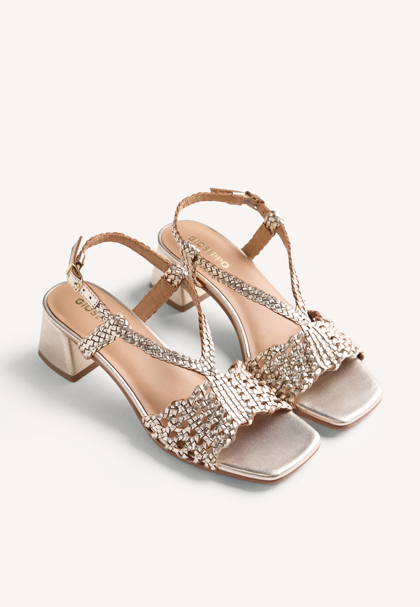 SANDALI TACCO PELLE INTRECCIATA LUCIDA BLISSFIELD
