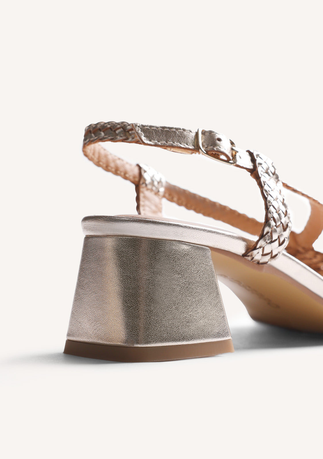 SHINY BRAIDED LEATHER HEELED SANDALS BLISSFIELD