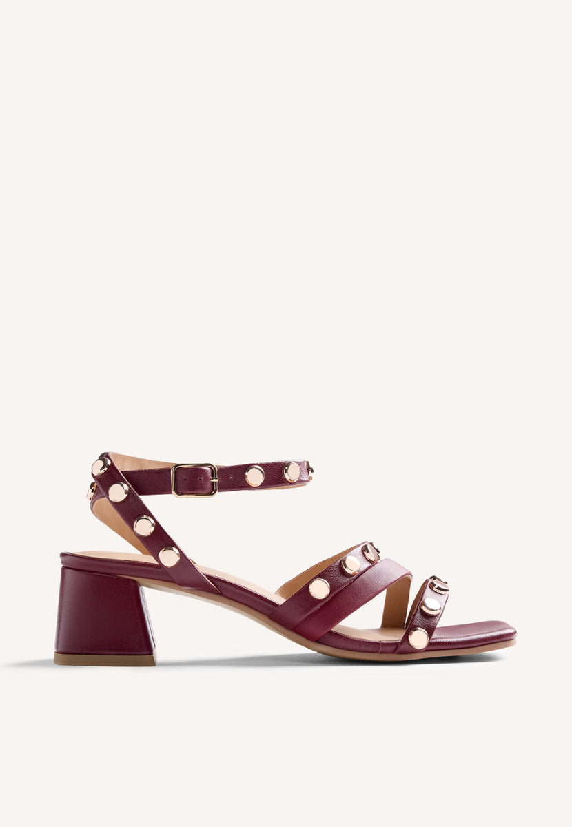 SANDALI TACCO PELLE BORCHIE KASULU