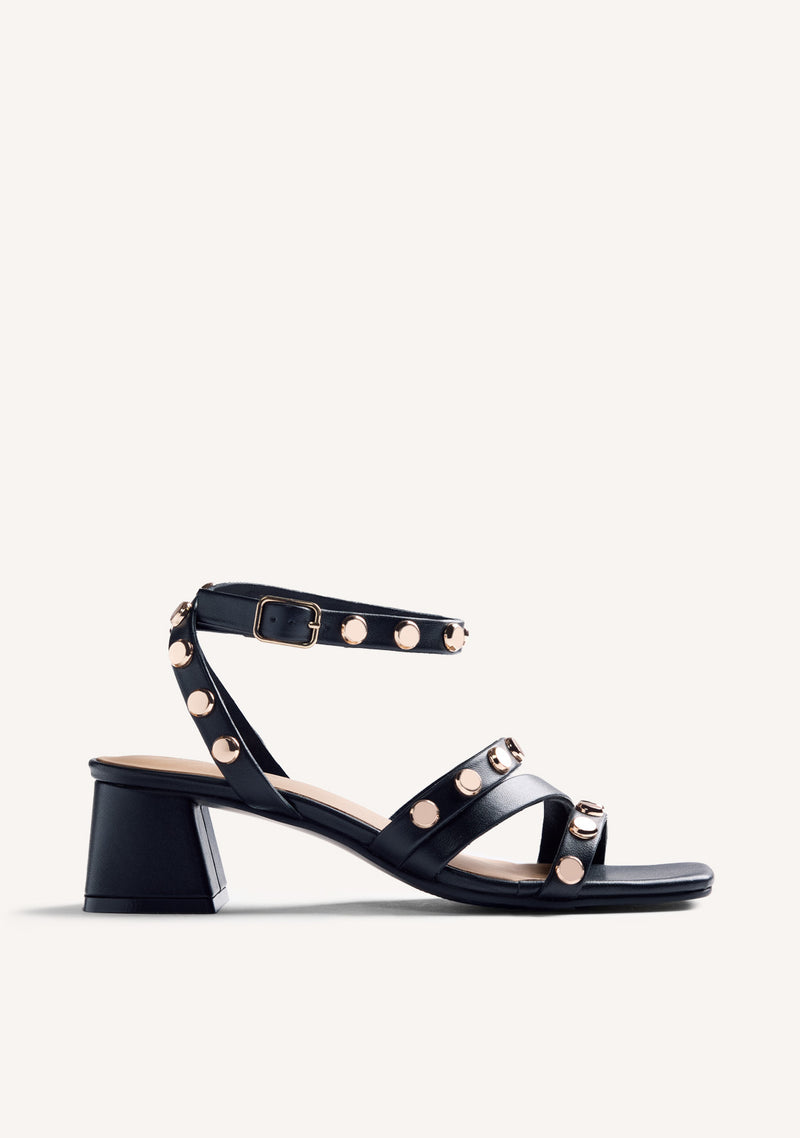LEATHER STUDDED HEELED SANDALS KASULU