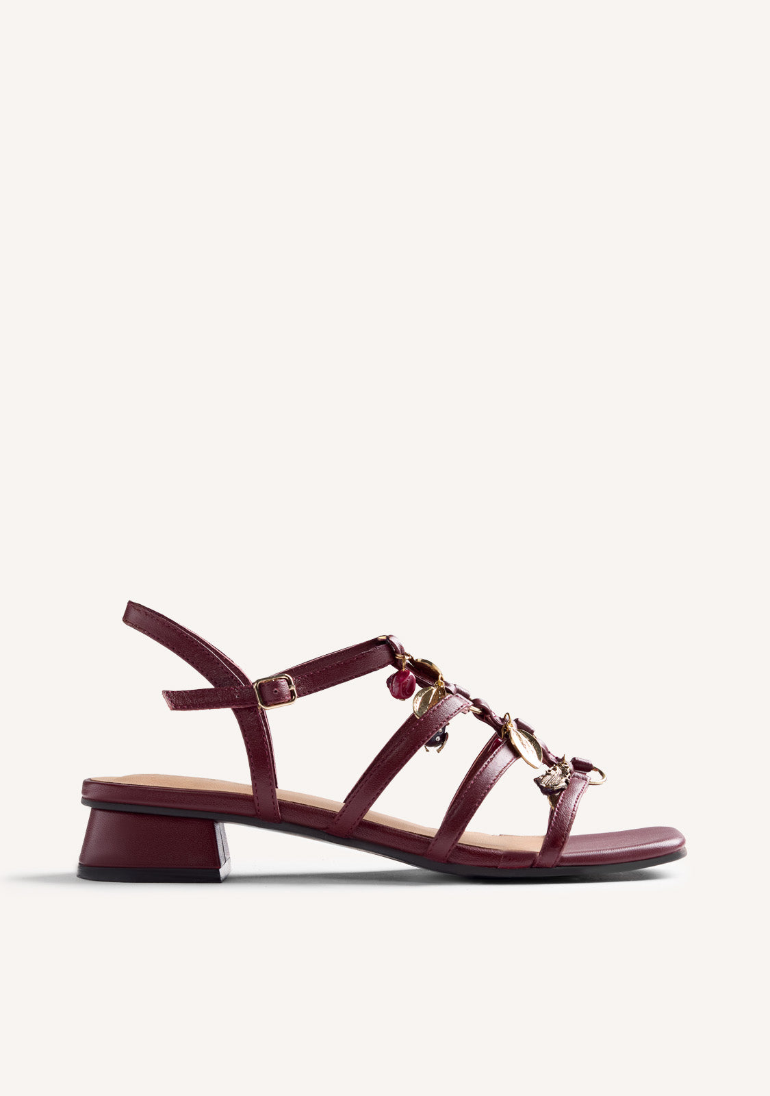 BEADED LEATHER HEELED SANDALS TEKONSHA
