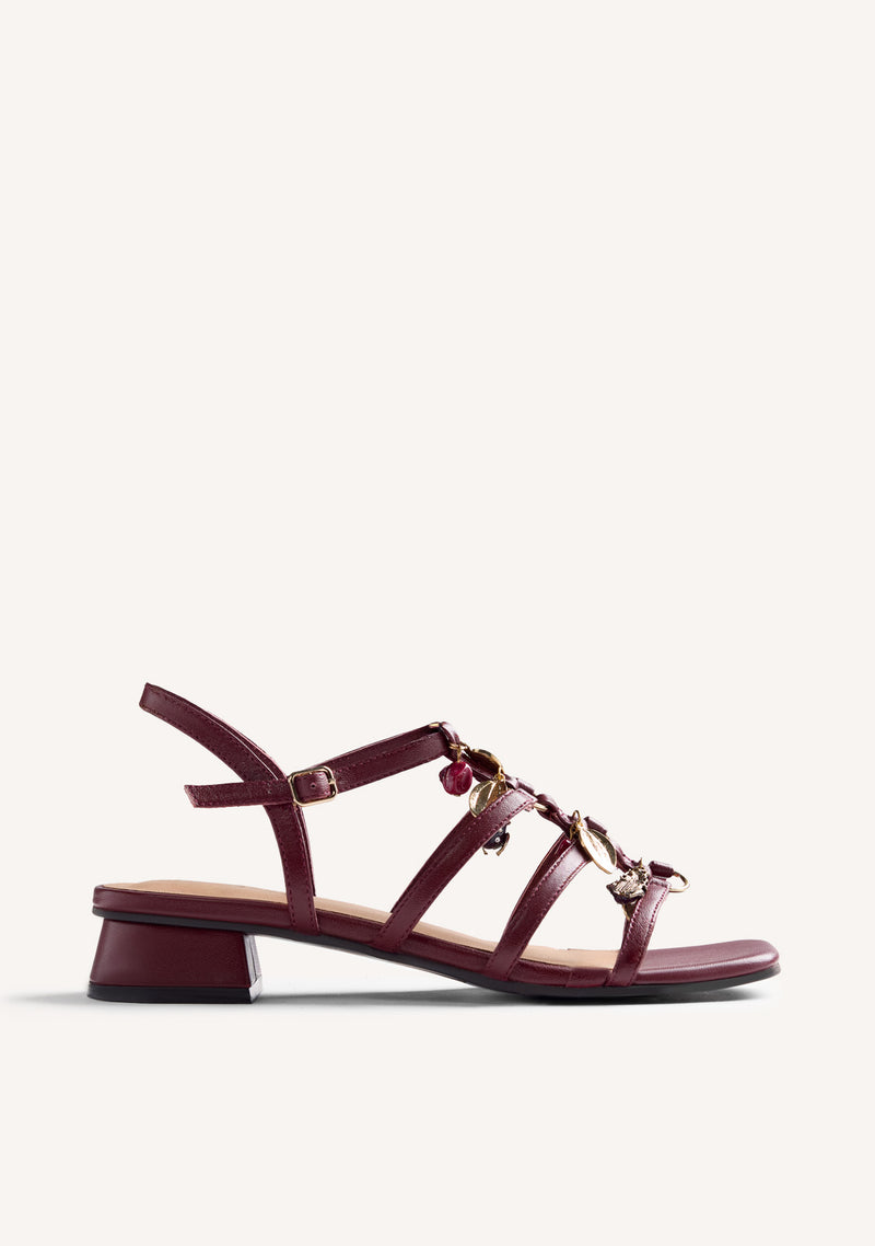 BEADED LEATHER HEELED SANDALS TEKONSHA