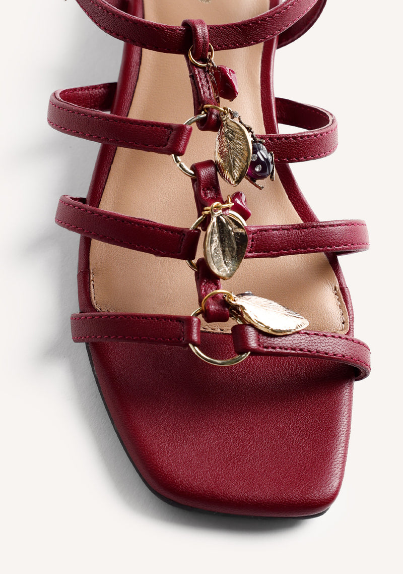 BEADED LEATHER HEELED SANDALS TEKONSHA