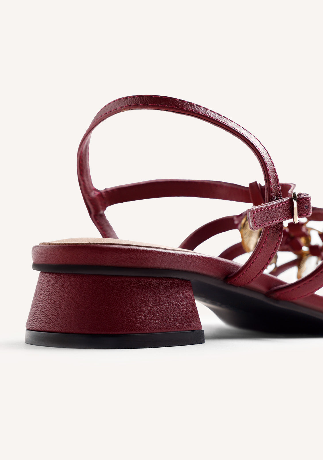 BEADED LEATHER HEELED SANDALS TEKONSHA