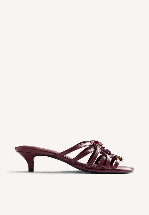 JEWEL LEATHER HEELED MULE SANDALS POULTNEY