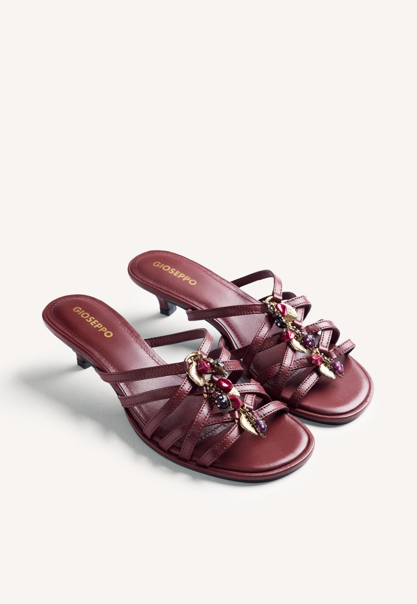 JEWEL LEATHER HEELED MULE SANDALS POULTNEY
