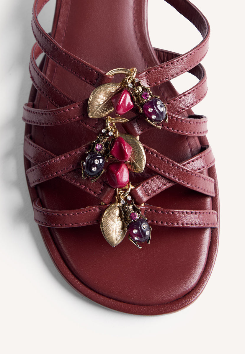 JEWEL LEATHER HEELED MULE SANDALS POULTNEY