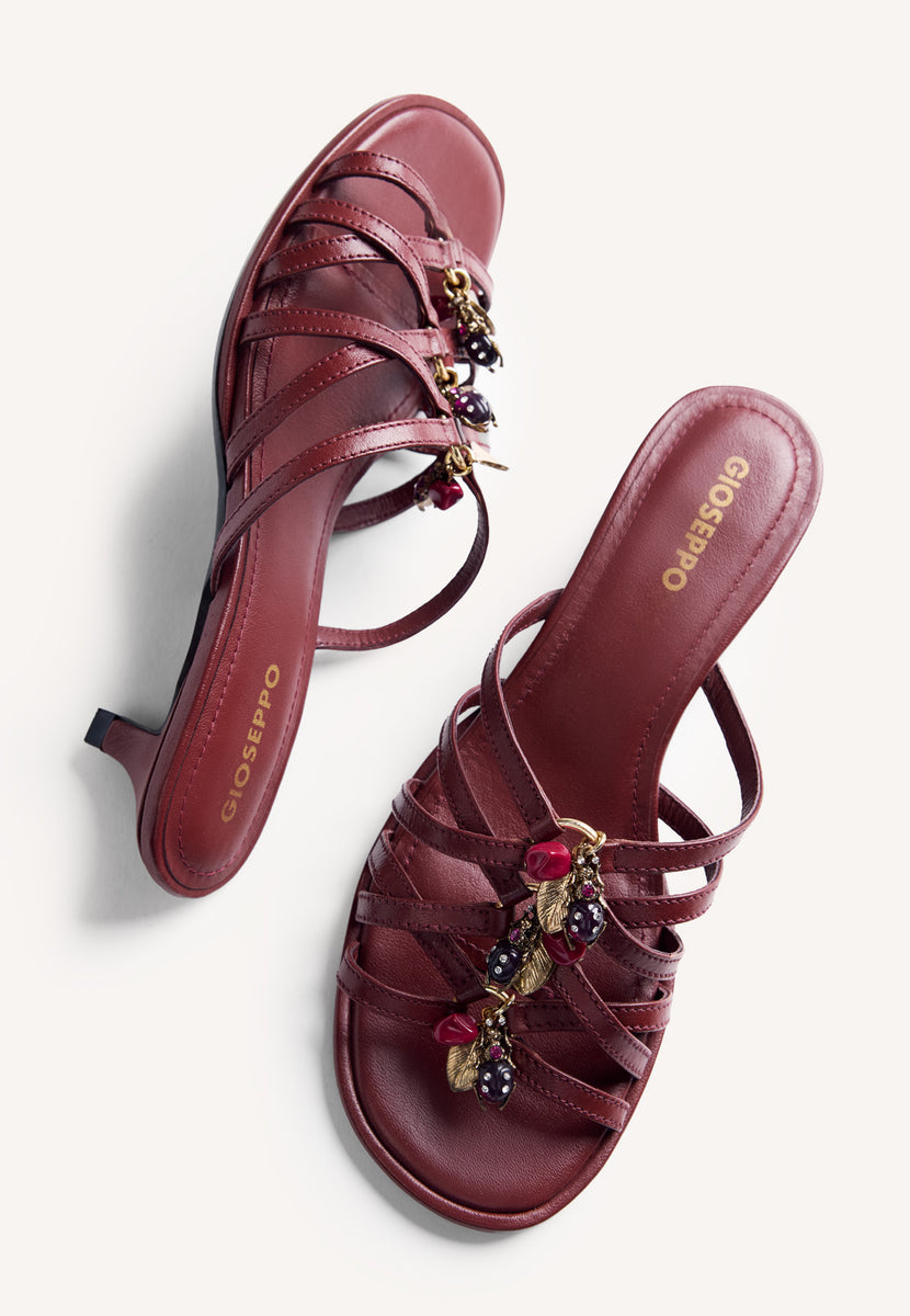 JEWEL LEATHER HEELED MULE SANDALS POULTNEY