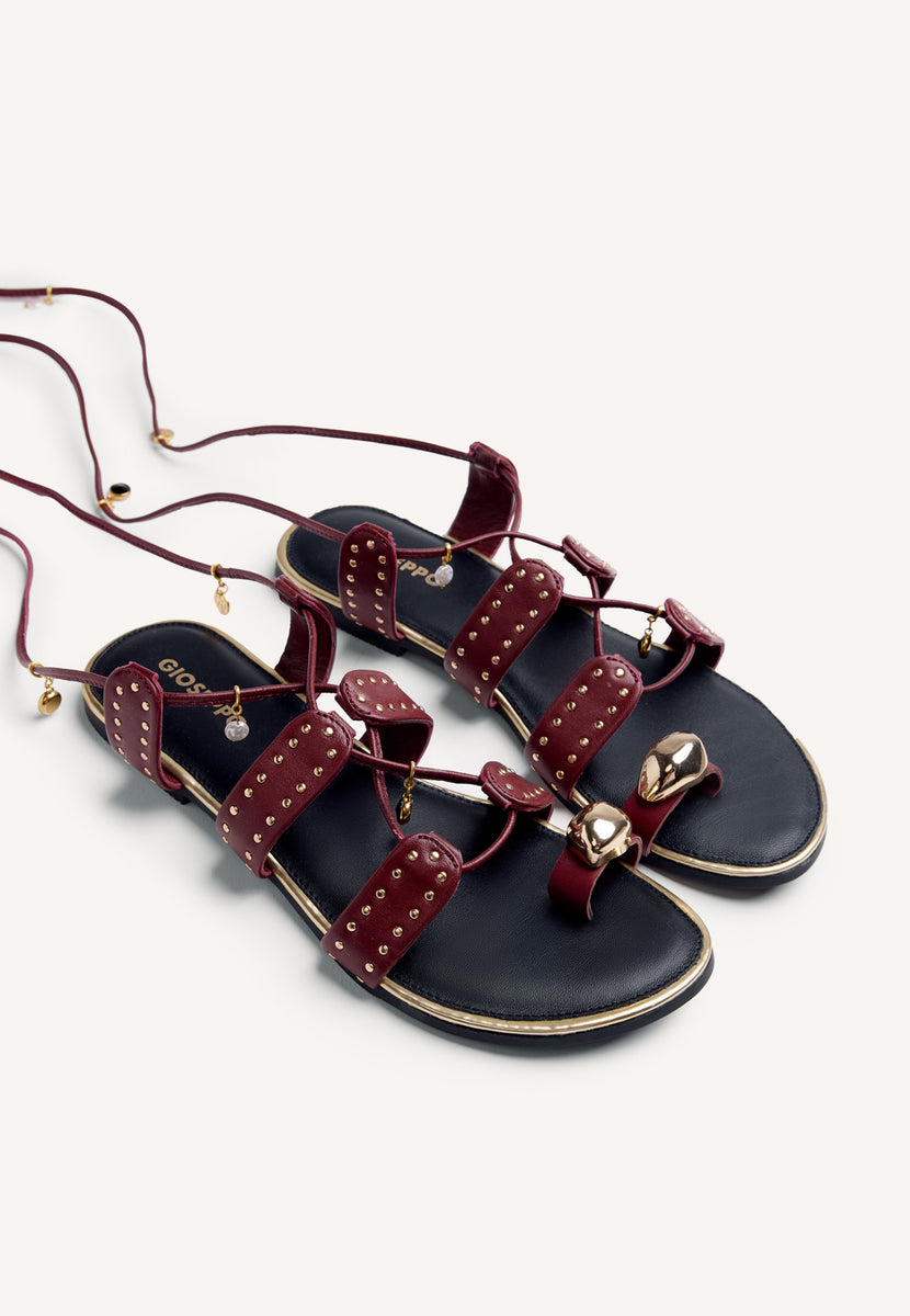 SANDALIAS PIEL ABALORIOS Y ANILLO MARSABIT