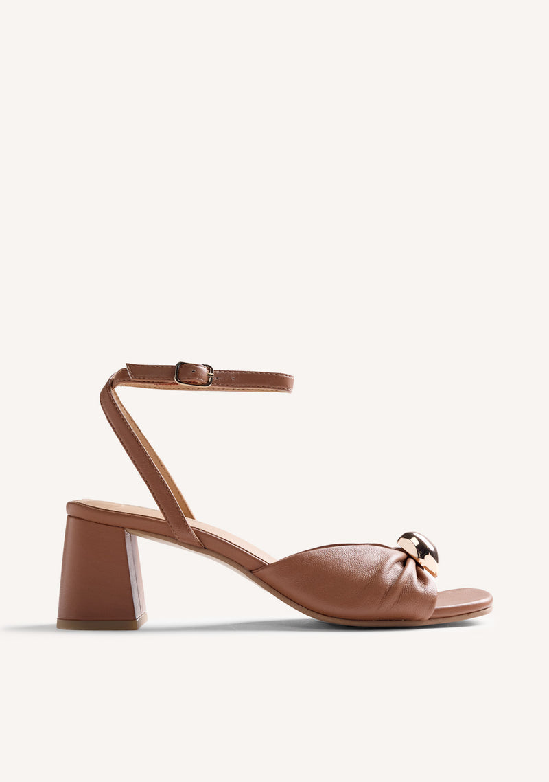 JEWEL LEATHER HEELED SANDALS KABARNET