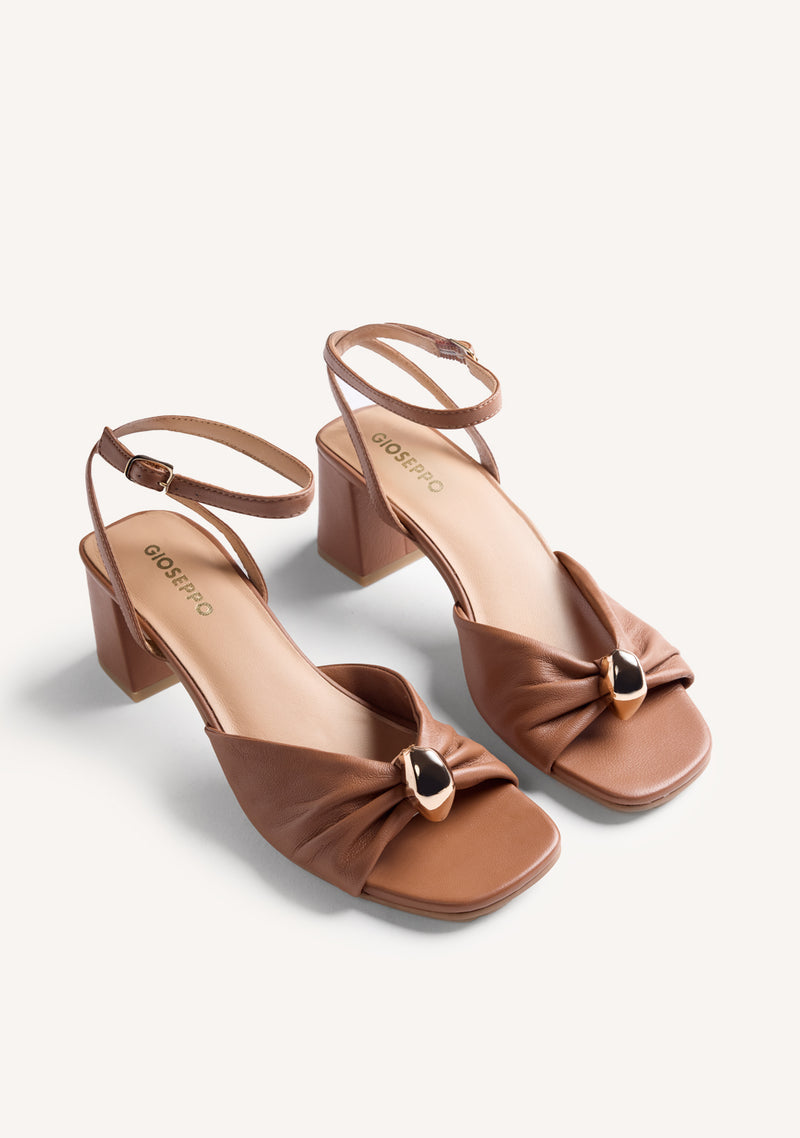 JEWEL LEATHER HEELED SANDALS KABARNET